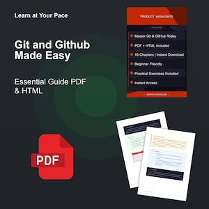 Git & GitHub Mastery for Beginners | PDF (68 pages) + Interactive HTML | 16 Chapters | Instant Download
