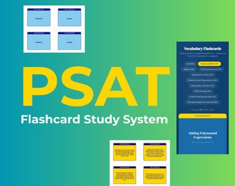 PSAT Flashcard Study System | 600 Cards | 9 Categories | Anki Decks Normal Cloze | 8 Pdf Layouts Color Print | PSAT NMSQT Exam Prep