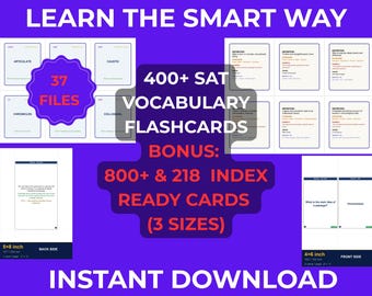 Comprehensive SAT Prep: 400+ Vocabulary Flashcards (Bonus - 800+ and 218 Index Ready Cards)
