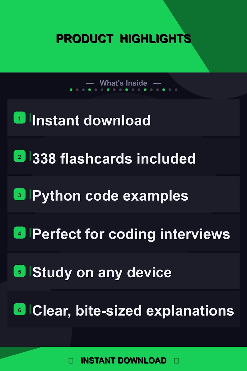 Data Structures Flashcards with Python Examples — 338 Cards | PDF, Anki Deck & HTML Study App | Coding Interview Prep image 3