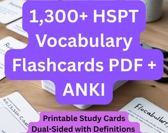 HSPT Vocabulary Flashcards: 1300+ Printable Study Cards + ANKI (PDF)