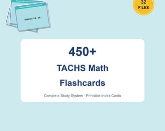 TACHS Math Flashcards 450+ Cards Complete Study System Printable Index Cards Digital Download
