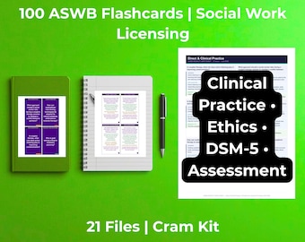 ASWB Cram Kit — 100 High-Yield Flashcards for Social Work Licensing Exam | 21 Files | Bsw Msw Lcsw Review