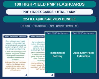 PMP Exam Cram Kit: 100 High-Yield Flashcards, PDF + Anki + HTML Quiz
