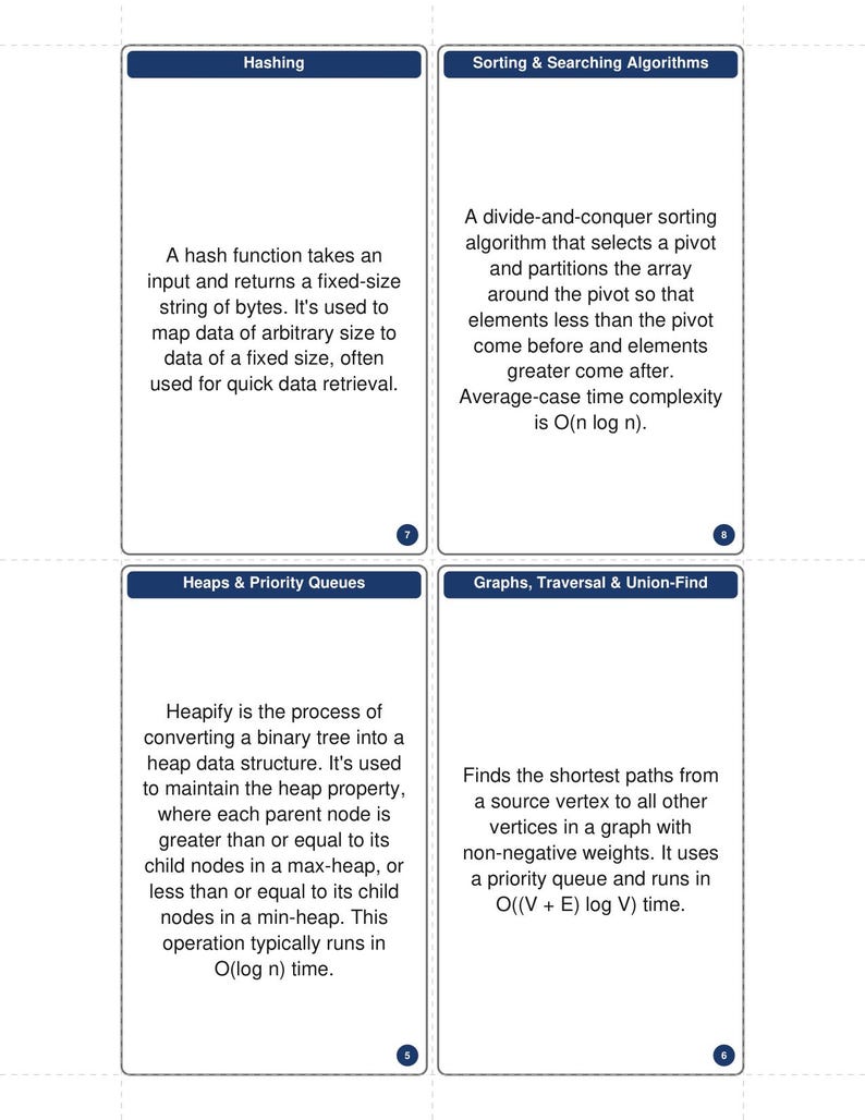 Data Structures Algorithms Flashcards 200 Illustrated Cards DSA Coding Interview Prep Printable Index Card Size Digital Download image 9