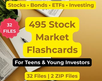 Stock Market Flashcards | 500 Cards | Stocks Bonds ETFs Investing | PDFs Anki HTML | 32 Files