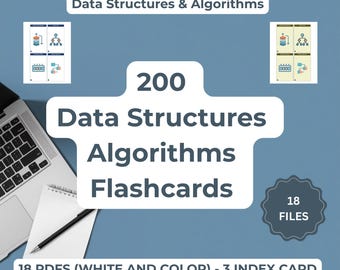 Schede didattiche su strutture dati e algoritmi (200 schede illustrate) per la preparazione ai colloqui di programmazione DSA. Formato scheda stampabile. Download digitale.