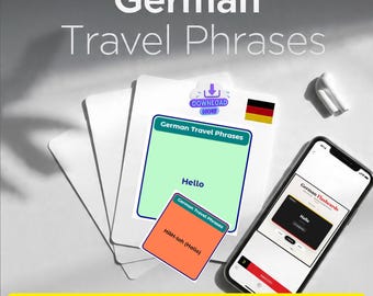 German Flashcards Bundle | Travel Phrases | HTML App - MP3 Audio - Printable PDF Flashcards - Anki Deck
