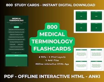 Medical Terminology Flashcards | 800 Study Cards, Anki Deck & Digital Download