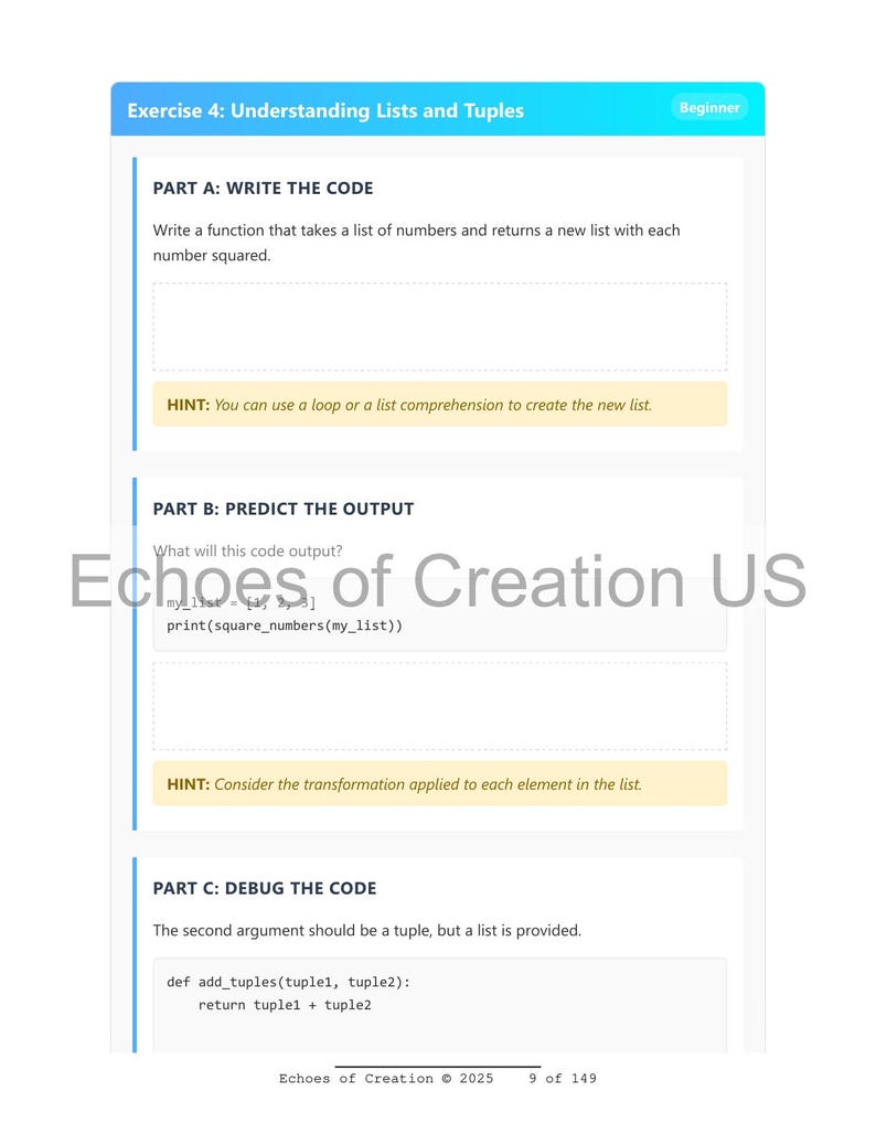 Python Programming Exercises: Beginner to Advanced Coding Practice (Instant PDF Download) image 9