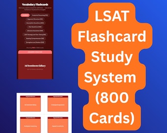 LSAT Flashcard Study System | 800 Cards | 8 Categories | Anki Decks Normal Cloze | 8 PDF Layouts Color Print