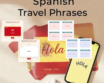 Spanish Flashcards Bundle | Travel Phrases | HTML App - MP3 Audio - Printable PDF Flashcards - Anki Deck