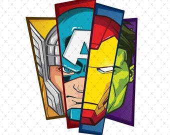 Avengers png, Superheroes, Spiderman, Thor, Hulk, Captain America, printable, sublimation image, transparent background