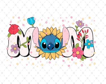 Stitch Mom PNG: Lilo & Stitch, Mother's Day Design (Digital Download)