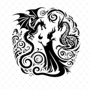 Maleficent Villains Mandala SVG, Maleficent , Zentangle Silhouette Cut Files, Png, Printable, Sublimation Design