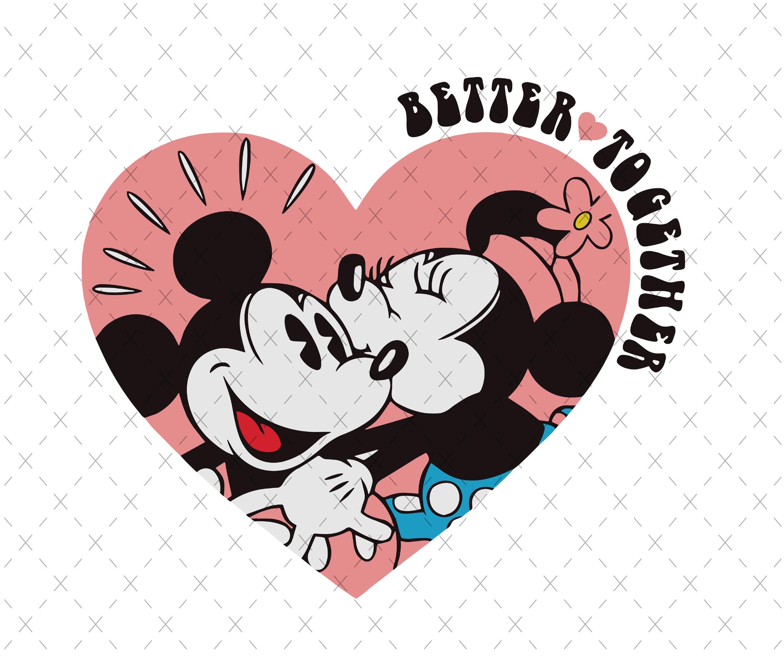 ミッキー＆ミニーのバレンタインデー PNG SVG：マウスラブデザイン