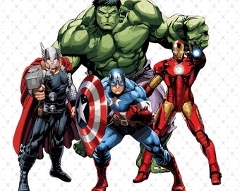 Avengers Superheroes PNG SVG: Hulk, Iron Man, Captain America (Digital Download)