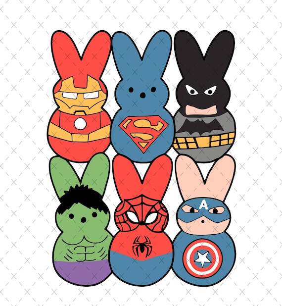 Funny Easter Superhero Peeps PNG - Kids Shirt Design (Digital Download)