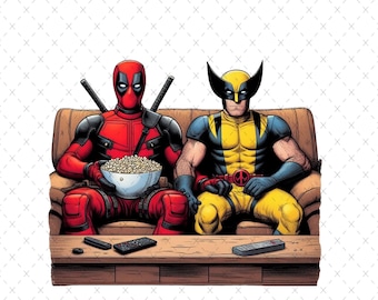 Noc filmowa Deadpool i Wolverine PNG SVG (pobieranie cyfrowe)