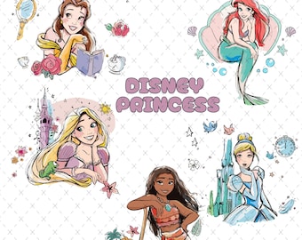 Aquarell Prinzessin Clipart Bundle: Hochauflösende PNG (Instant Download)