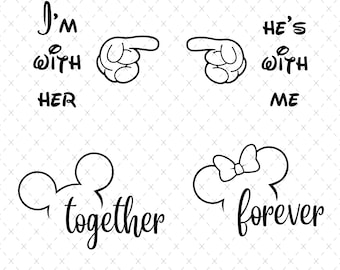 Valentines Mouse Couple PNG SVG, Funny Valentine, Mickey Minnie (Digital Download)