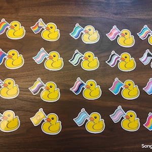 Ducky's of Pride - Sticker canard en caoutchouc - Fierté - Art mignon