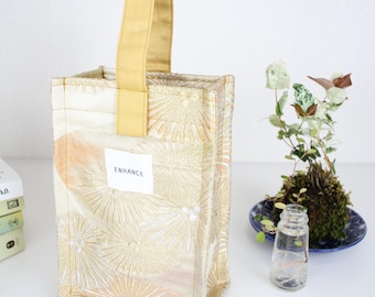 Upcycled Obi Silk Purse | Gold Japanese Kimono Fabric Bag