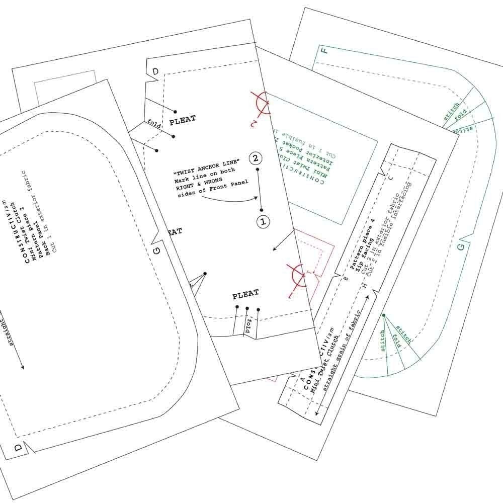 Clutch Purse PDF Sewing Pattern Download Twist Detail Etsy Australia