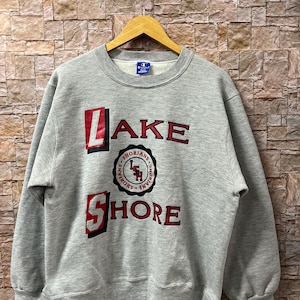 Vintage Champion Rundhals-Sweatshirt mit Lake Shore Script Logo, Large