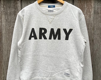 Bluza wojskowa US Army w stylu vintage: wojskowy sweter z okrągłym dekoltem, szary, rozmiar S