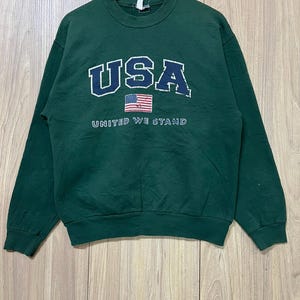 Vintage UNITED WE STAND Sweatshirt Usa Hoodie Usa Jacket Usa Pullover Usa Printed Logo Men&#39;s Fit M