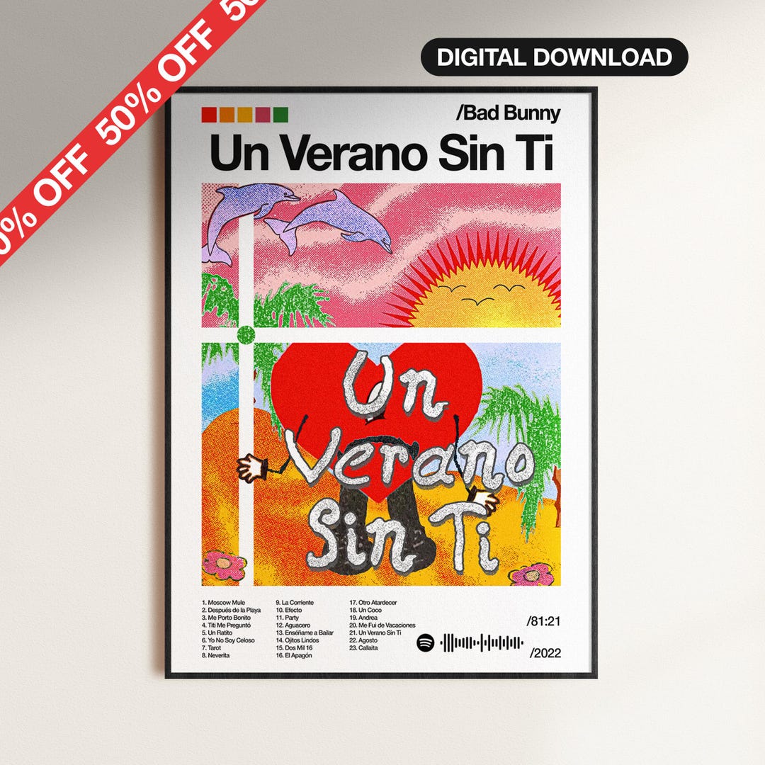 Bad Bunny Un Verano Sin Ti Album Poster, Un Verano Sin Ti Album Cover ...