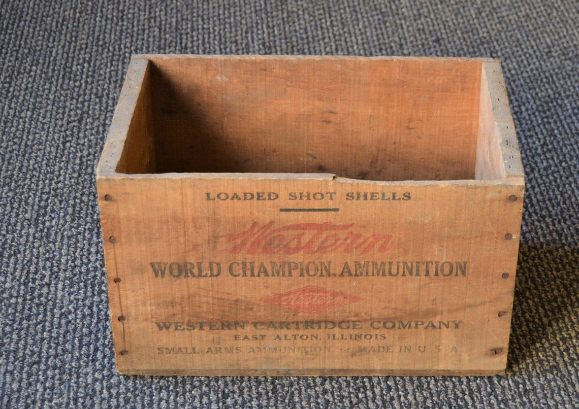 Wood Crate WESTERN World Champion Ammunition Shipping Box 12 Etsy