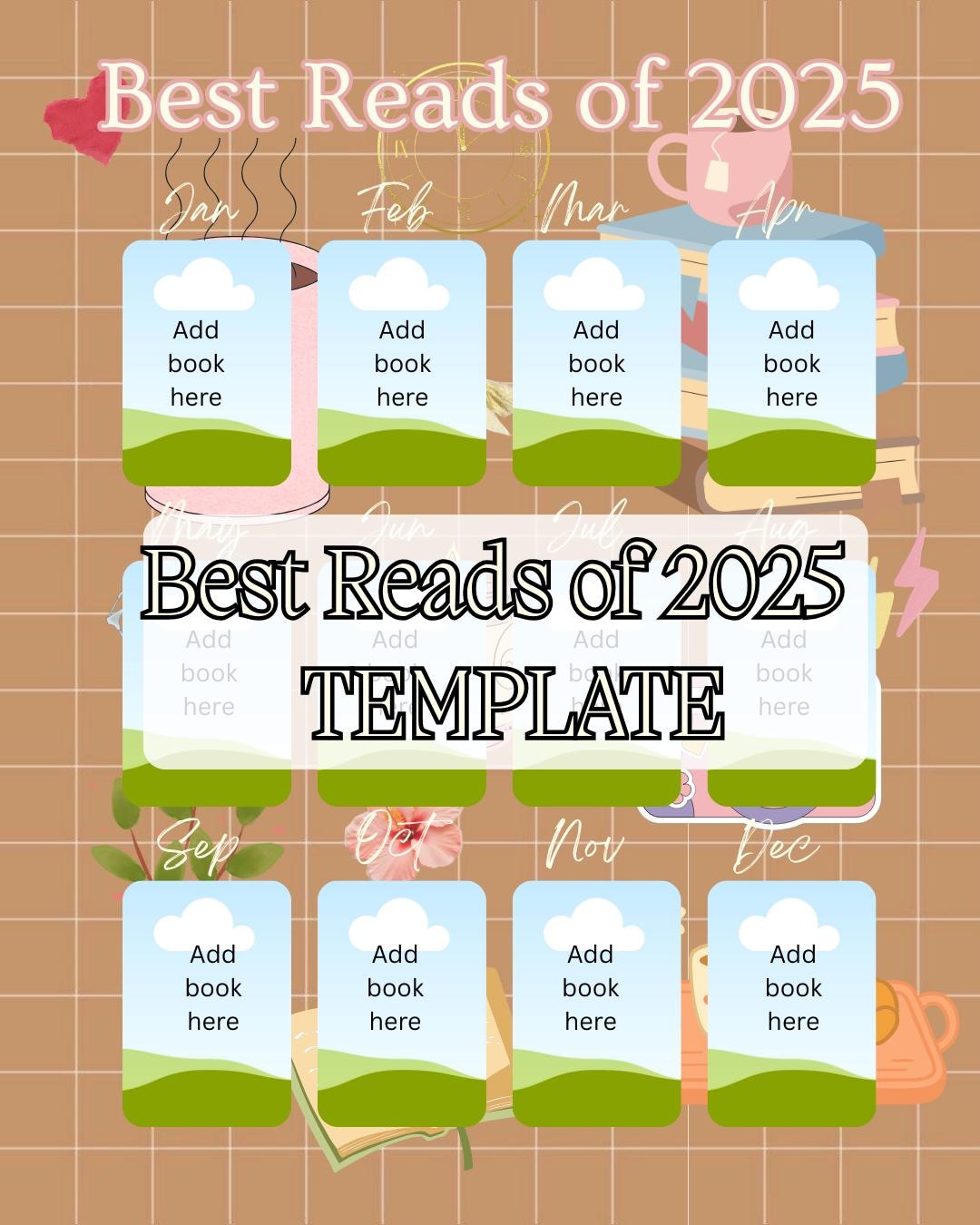 Best Reads of 2025 Template | Canva Free Book Tracker | Monthly Reading ...