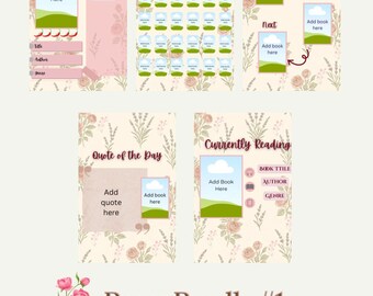 Rosen Lese Journal Bundle | Canva Book Tracker Vorlagen | Buchbesprechung Vorlage | 30 Bücher Challenge | Momentan in Lektüre | Bücherwurm Planne