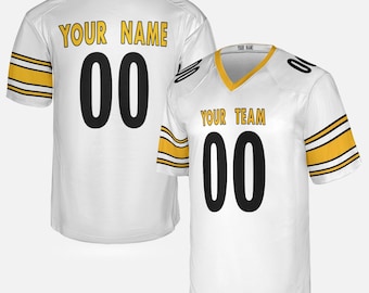 Personalized White Steelers Jersey: Add Name & Number, Adult Sizes