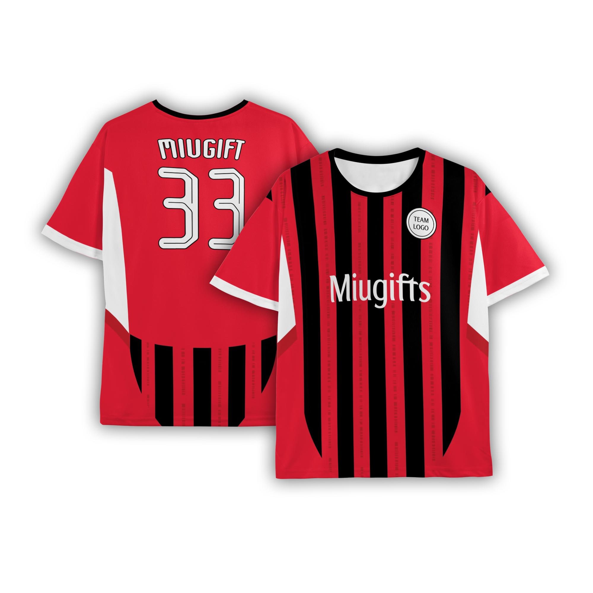 パーソナライズされたACミランジャージ（赤）、子供用・大人用サイズ