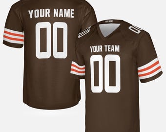 クリーブランド・ブラウンズのパーソナライズされたジャージ（ブラウン）：名前と番号を追加、大人サイズ