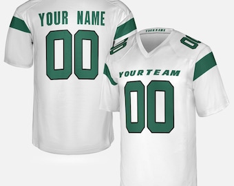 Personalized White Jets Jersey: Add Name & Number, Adult Sizes