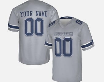 Camiseta personalizada de los Cowboys grises: Añade nombre y número, todas las tallas.
