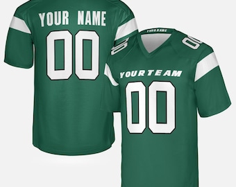 Personalized Green Jets Jersey: Add Name & Number, Adult Sizes