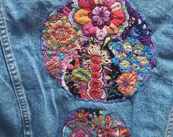 Handstitched upcycled denim jacket