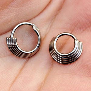 16G Stacked Septum Ring: 5-Tier Hinged Clicker, Punk Style