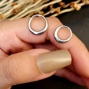 16G  Surgical Steel Thick Septum Ring -Moon Septum Hoop - Hinged Septum Clicker -Nose Ring - Cartilage Earring Silver - Sterling Size 8mm