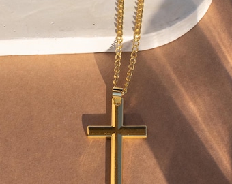 Sterlingzilveren gouden kruisketting| Sierlijke kruishangerketting| Christelijke sieraden voor vrouwen| Minimalistische kruisketting| Bevestiging: