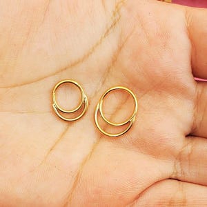 16G Surgical Steel Double layer Shaped Septum Ring/Daith Earring/Hinged Segment Clicker/Septum Piercing/Helix/Tragus Hoop/ -1.2*8/10mm Gold