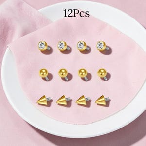 18G Horseshoe Nose Rings Set Silver CZ Stainless Steel Internally Threaded Septum Lip Cartilage Piercing Jewelry 12PCS Gift For Her