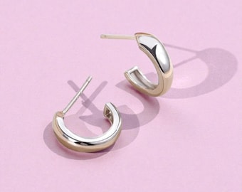 Small Open Hoop Earrings for Women | 925 Sterling Silver Huggie Hoops | Lightweight Hypoallergenic Silver Earrings |  Minimalist Jewelry