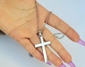 Sterling Silver Cross Necklace| Silver Dainty Cross Pendant Necklace| Christian Jewelry for Women| Minimalist Cross Necklace| Confirmation