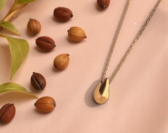Gold Plated Dainty Pear Pendant Necklace for Women | Yellow Gold Teardrop Necklace| Adjustable 19” Chain | Minimalist Jewelry Gift for Her